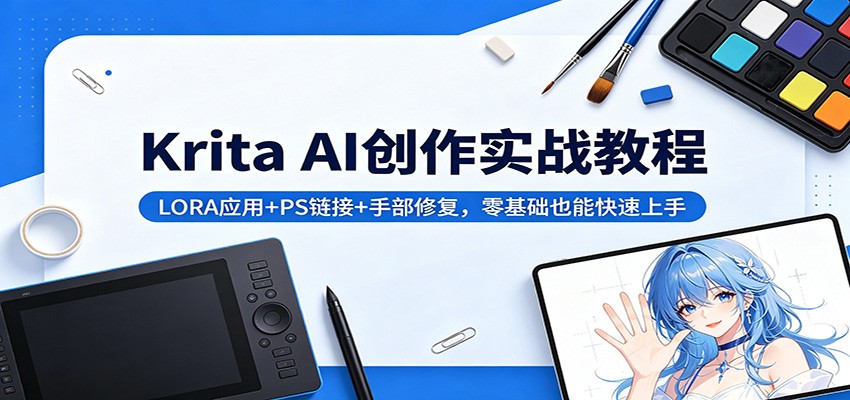 Krita AI创作实战教程：LORA应用+PS链接+手部修复，零基础也能快速上手|小鸡网赚博客