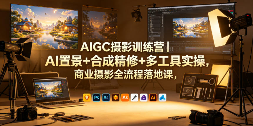 AIGC摄影训练营｜AI置景+合成精修+多工具实操，商业摄影全流程落地课|小鸡网赚博客