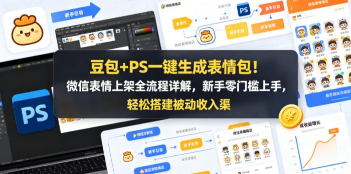豆包+PS一键生成表情包！微信表情上架全流程详解，新手零门槛上手，轻松搭建被动收入渠道|小鸡网赚博客