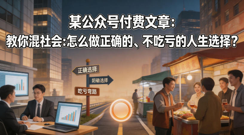 某公众号付费文章：教你混社会：怎么做正确的、不吃亏的人生选择？|小鸡网赚博客
