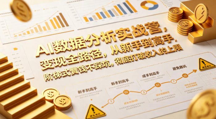 AI数据分析实战营,变现全路径,从新手到高手,阶梯式賺钱不踩坑,彻底打破收入的上限|小鸡网赚博客
