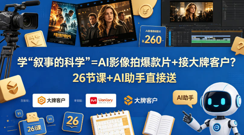 学《叙事的科学》=AI影像拍爆款片+接大牌客户？26节课+AI助手直接送【原创双语字幕】|小鸡网赚博客