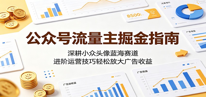 公众号流量主掘金指南：深耕小众头像蓝海赛道，进阶运营技巧轻松放大广告收益|小鸡网赚博客