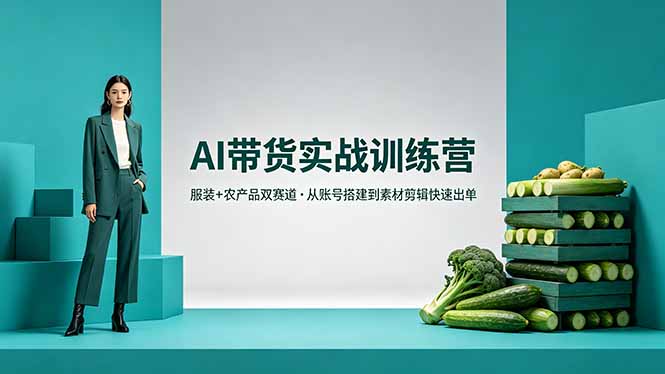 AI带货实战训练营，服装+农产品双赛道，从账号搭建到素材剪辑快速出单|小鸡网赚博客