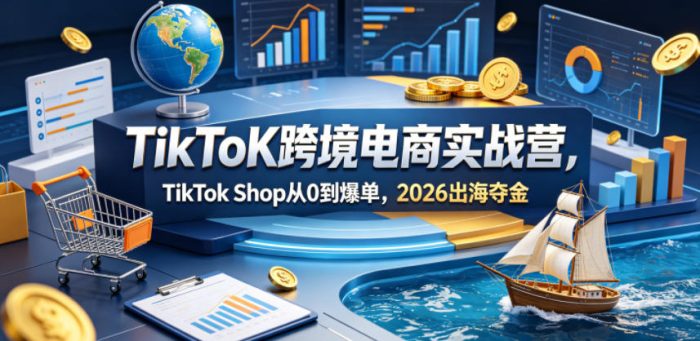 TikToK跨境电商实战营,TikTok Shop从0到爆单,2026出海夺金|小鸡网赚博客