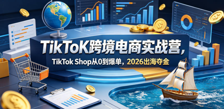 TikToK跨境电商实战营，TikTok Shop从0到爆单，2026出海夺金|小鸡网赚博客