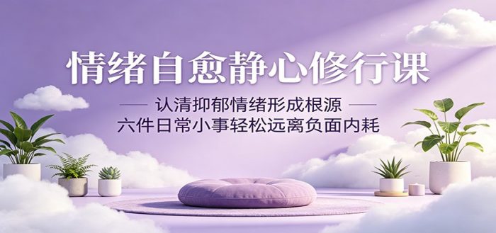 情绪自愈静心修行课:认清抑郁情绪形成根源,六件日常小事轻松远离负面内耗|小鸡网赚博客