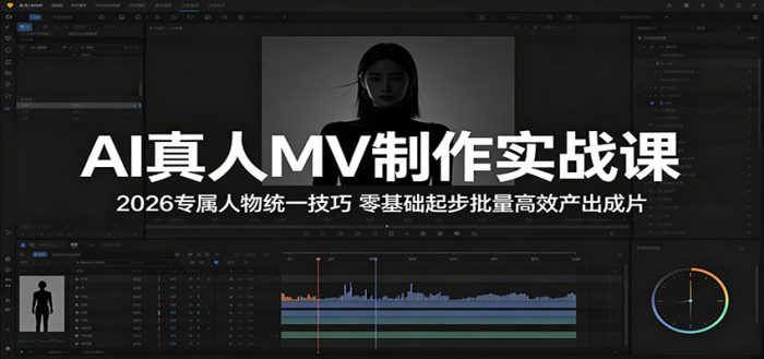 AI真人MV制作实战课：2026专属人物统一技巧，零基础起步批量高效产出成片|小鸡网赚博客