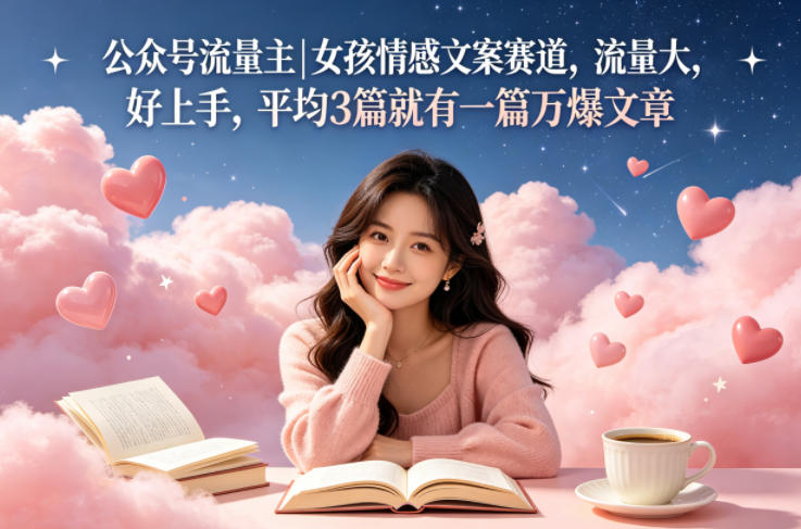公众号流量主女孩情感文案赛道，流量大，好上手，平均3篇就有一篇万爆文章|小鸡网赚博客