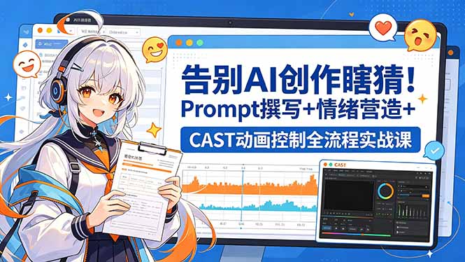告别AI创作瞎猜！Prompt撰写+情绪营造+CAST动画控制全流程实战课|小鸡网赚博客
