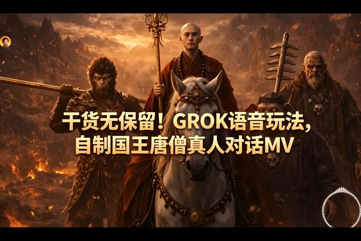 干货无保留！GROK语音玩法，自制国王唐僧真人对话MV|小鸡网赚博客