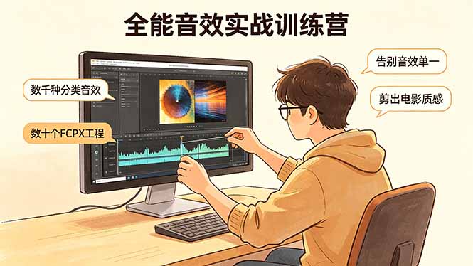 全能音效实战训练营：数千种分类音效+数十个FCPX工程，告别音效单一，剪出电影质感|小鸡网赚博客