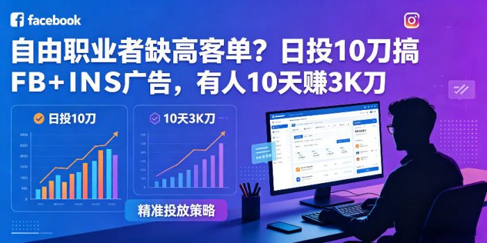 自由职业者缺高客单？日投10刀搞FB+INS广告，有人10天赚3K刀！【原创双语字幕】|小鸡网赚博客