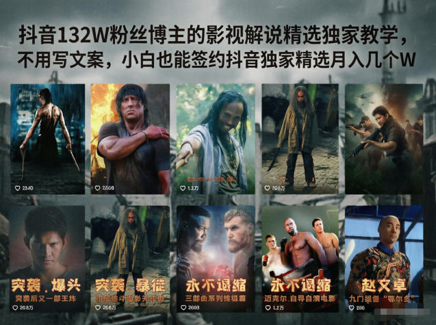 抖音132W粉丝博主的影视解说精选独家教学，不用写文案，小白也能签约抖音独家精选月入几个W|小鸡网赚博客