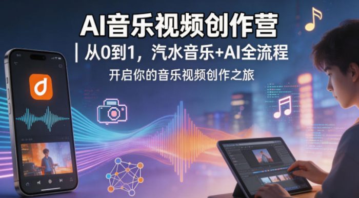AI音乐视频创作营｜从0到1，汽水音乐+AI全流程，开启你的音乐视频创作之旅|小鸡网赚博客