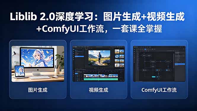 Liblib 2.0深度学习：图片生成+视频生成+ComfyUI工作流，一套课全掌握|小鸡网赚博客