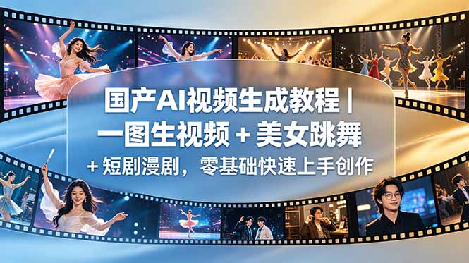 国产AI视频生成教程｜一图生视频 + 美女跳舞 + 短剧漫剧，零基础快速上手创作|小鸡网赚博客