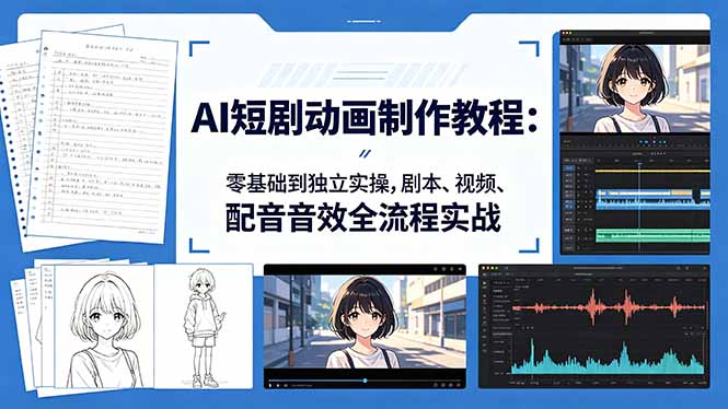 AI短剧动画制作教程：零基础到独立实操，剧本、视频、配音音效全流程实战|小鸡网赚博客