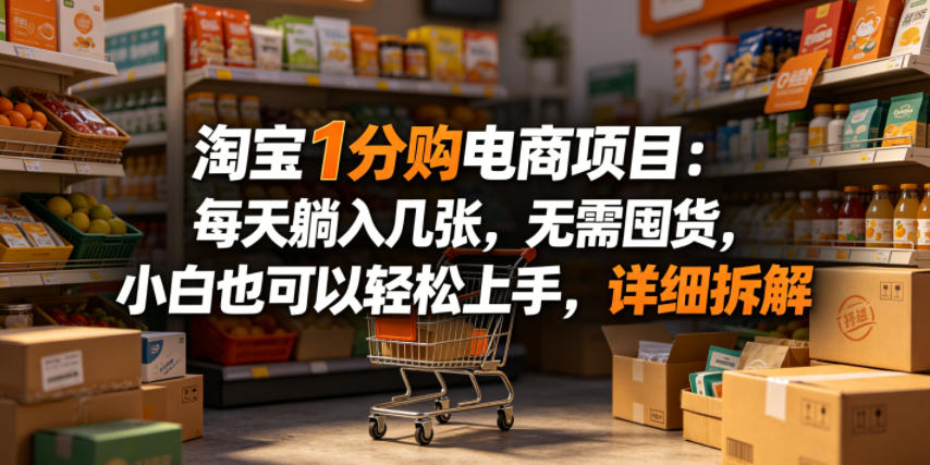 淘宝1分购电商项目：每天躺入几张，无需囤货，小白也可以轻松上手，详细拆解|小鸡网赚博客