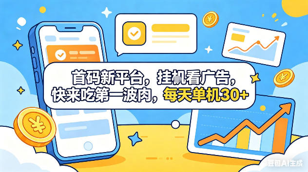 首码新平台，挂G自动看广告，快来吃第一波肉，每天单机30+，可矩阵放大【揭秘】|小鸡网赚博客