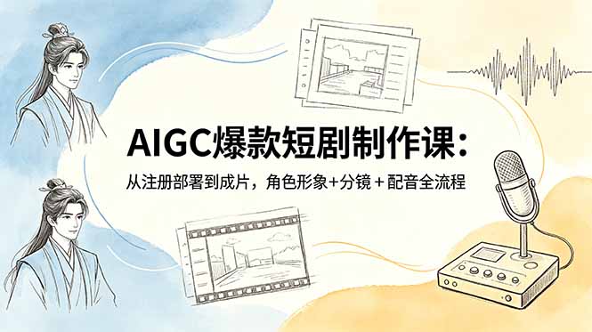 AIGC爆款短剧制作课：从注册部署到成片，角色形象+分镜+配音全流程|小鸡网赚博客