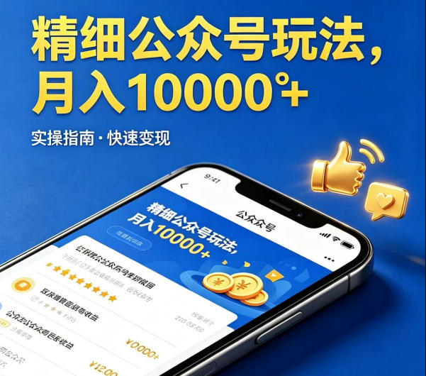 精细化公众号玩法，我们给你提供文章，你来负责发布，收益可观，月入1W+【揭秘】|小鸡网赚博客