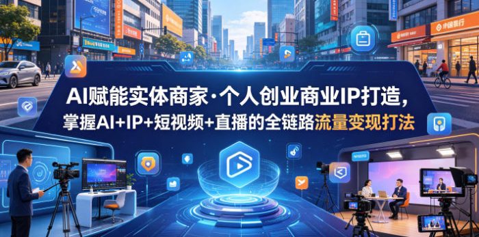 AI赋能实体商家·个人创业商业IP打造，掌握AI+IP+短视频+直播的全链路流量变现打法|小鸡网赚博客