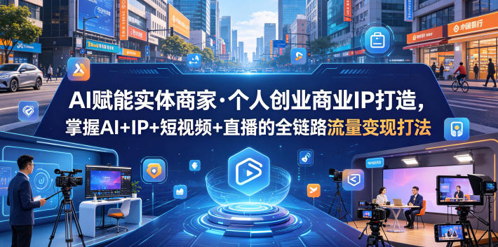 AI赋能实体商家·个人创业商业IP打造，掌握AI+IP+短视频+直播的全链路流量变现打法|小鸡网赚博客