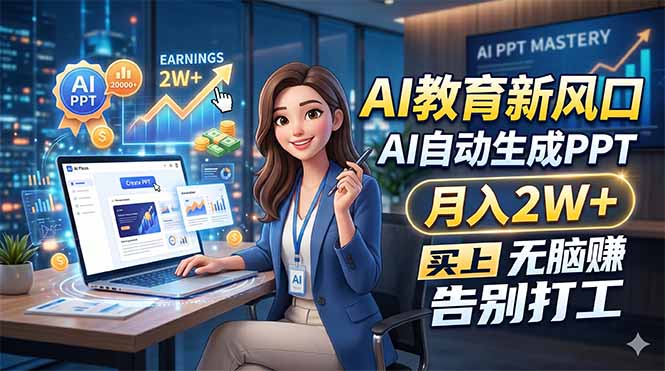 AI教育新风口，AI自动生成PPT，月入2W+，无脑赚，告别打工|小鸡网赚博客