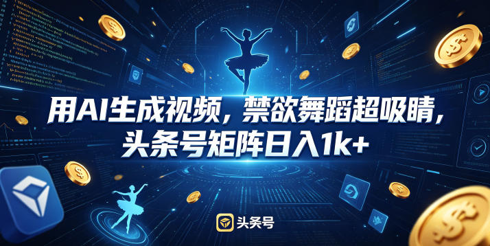 用AI生成视频，禁欲舞蹈超吸睛，头条号矩阵日入1k+|小鸡网赚博客