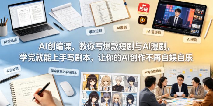 AI创编课,教你写爆款短剧与AI漫剧,学完就能上手写剧本,让你的AI创作不再自娱自乐(更新0521)|小鸡网赚博客