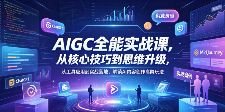 AIGC全能实战课，从核心技巧到思维升级，从工具应用到实战落地，解锁AI内容创作高阶玩法|小鸡网赚博客
