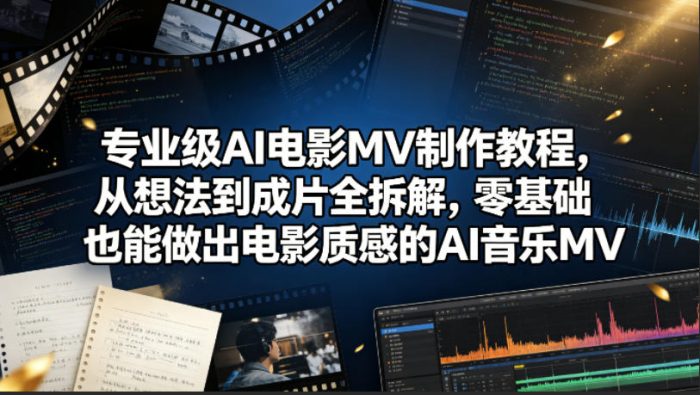 专业级AI电影MV制作教程,从想法到成片全拆解,零基础也能做出电影质感的AI音乐MV|小鸡网赚博客
