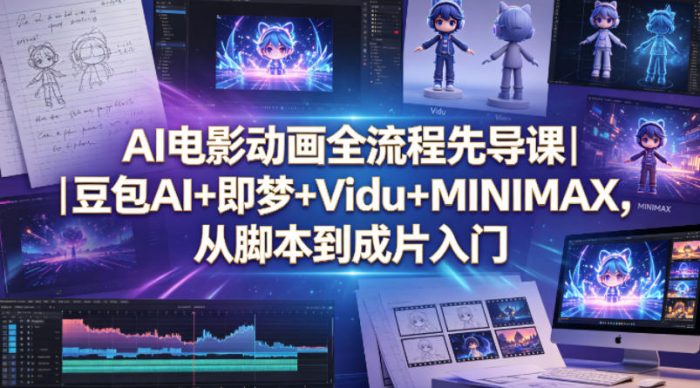 AI电影动画全流程先导课｜豆包AI+即梦+Vidu+MINIMAX，从脚本到成片入门|小鸡网赚博客