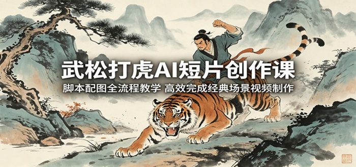 武松打虎AI短片创作课：脚本配图全流程教学，高效完成经典场景视频制作|小鸡网赚博客