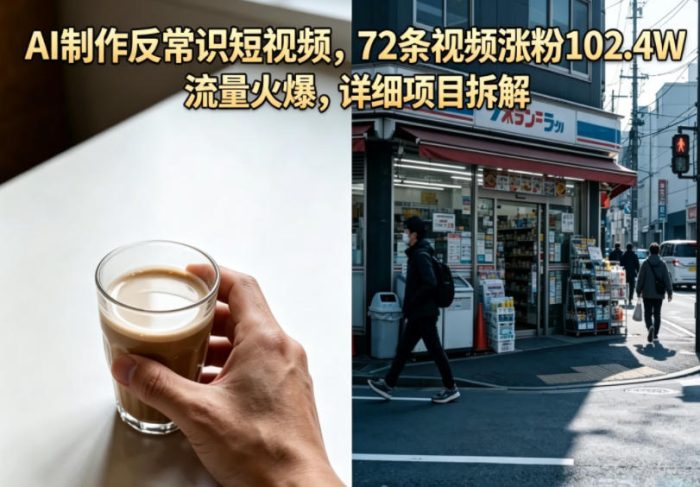 AI制作反常识短视频，72条视频涨粉102.4W，流量火爆，详细项目拆解|小鸡网赚博客