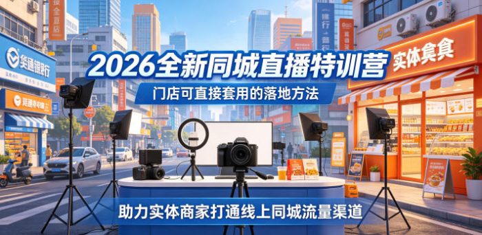 2026全新同城直播特训营,门店可直接套用的落地方法,助力实体商家打通线上同城流量渠道|小鸡网赚博客