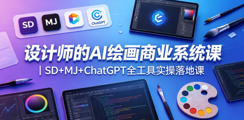 设计师的AI绘画商业系统课｜SD+MJ+ChatGPT全工具实操落地课|小鸡网赚博客