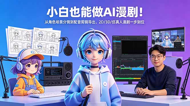 小白也能做AI漫剧！从角色场景分镜到配音剪辑导出，2D/3D/仿真人漫剧一步到位|小鸡网赚博客