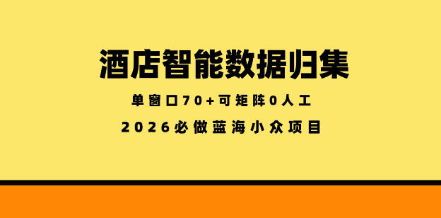 酒店智能数据归集，小众蓝海已经稳定半年之久，单窗口70+零成本矩阵开干【揭秘】|小鸡网赚博客