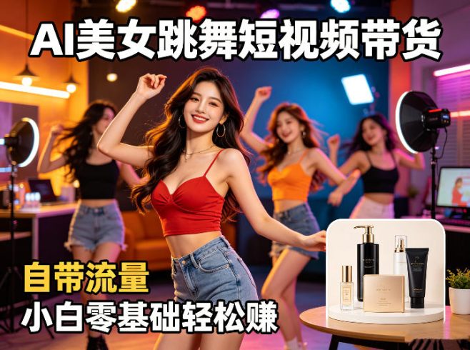 AI美女跳舞短视频带货：自带流量，小白零基础轻松賺，详细拆解|小鸡网赚博客