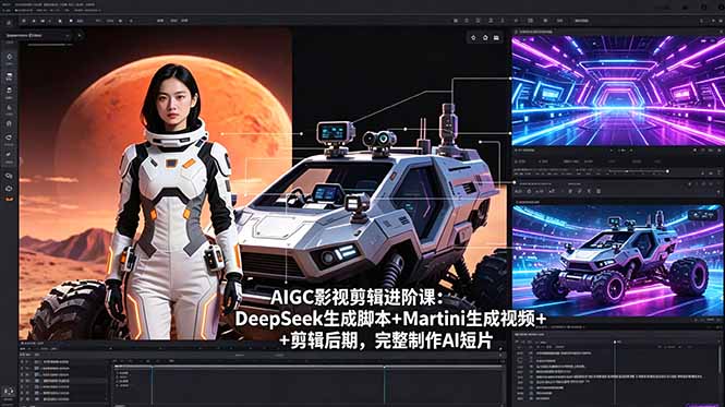 AIGC影视剪辑进阶课：DeepSeek生成脚本+Martini生成视频+剪辑后期，完整制作AI短片|小鸡网赚博客
