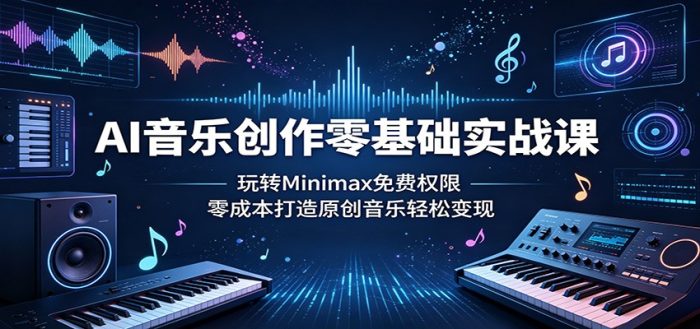 AI音乐创作零基础实战课:玩转Minimax免费权限,零成本打造原创音乐轻松变现|小鸡网赚博客
