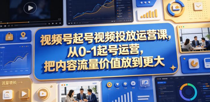 视频号起号视频投放运营课，从0-1起号运营，把内容流量价值放到更大|小鸡网赚博客