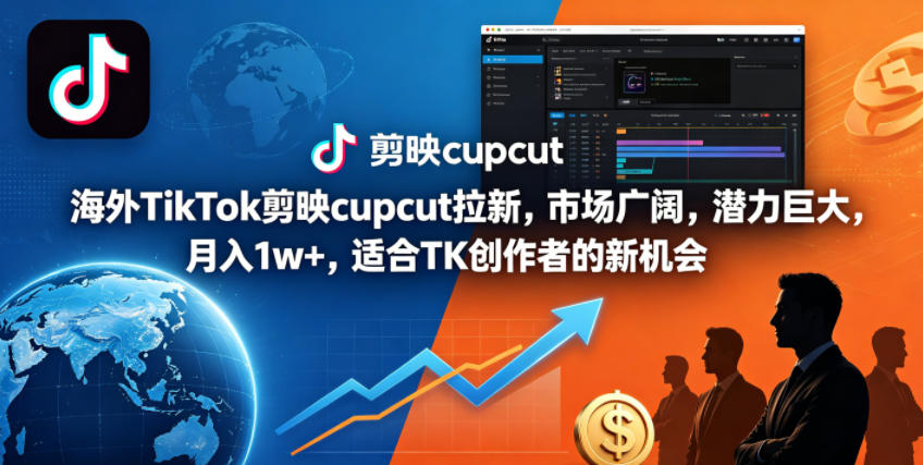 海外TikTok剪映cupcut拉新，市场广阔，潜力巨大，月入1w+，适合TK创作者的新机会|小鸡网赚博客