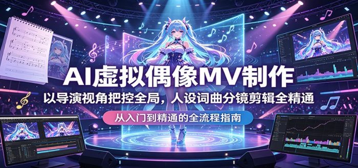 AI虚拟偶像MV制作：以导演视角把控全局，人设词曲分镜剪辑全精通|小鸡网赚博客