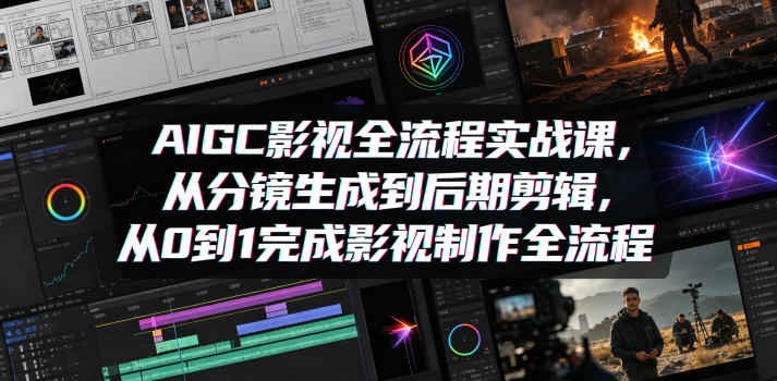 AIGC影视全流程实战课，从分镜生成到后期剪辑，从0到1完成影视制作全流程|小鸡网赚博客