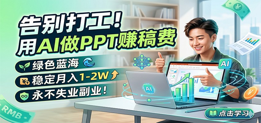 告别打工！用AI做PPT赚稿费，绿色蓝海，稳定月入1-2W，永不失业副业！|小鸡网赚博客