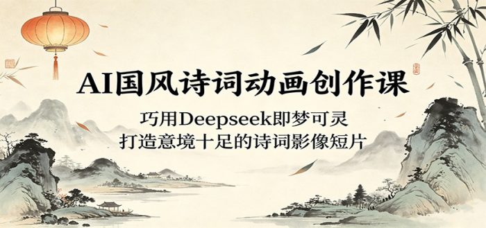 AI国风诗词动画创作课：巧用Deepseek即梦可灵，打造意境十足的诗词影像短片|小鸡网赚博客