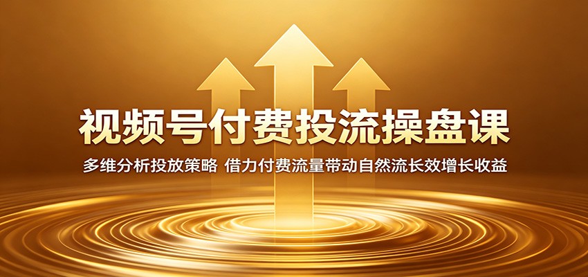 视频号付费投流操盘课：多维分析投放策略，借力付费流量带动自然流长效增长收益|小鸡网赚博客